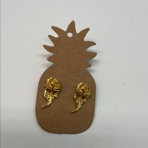 Gold Rose Stud Earrings